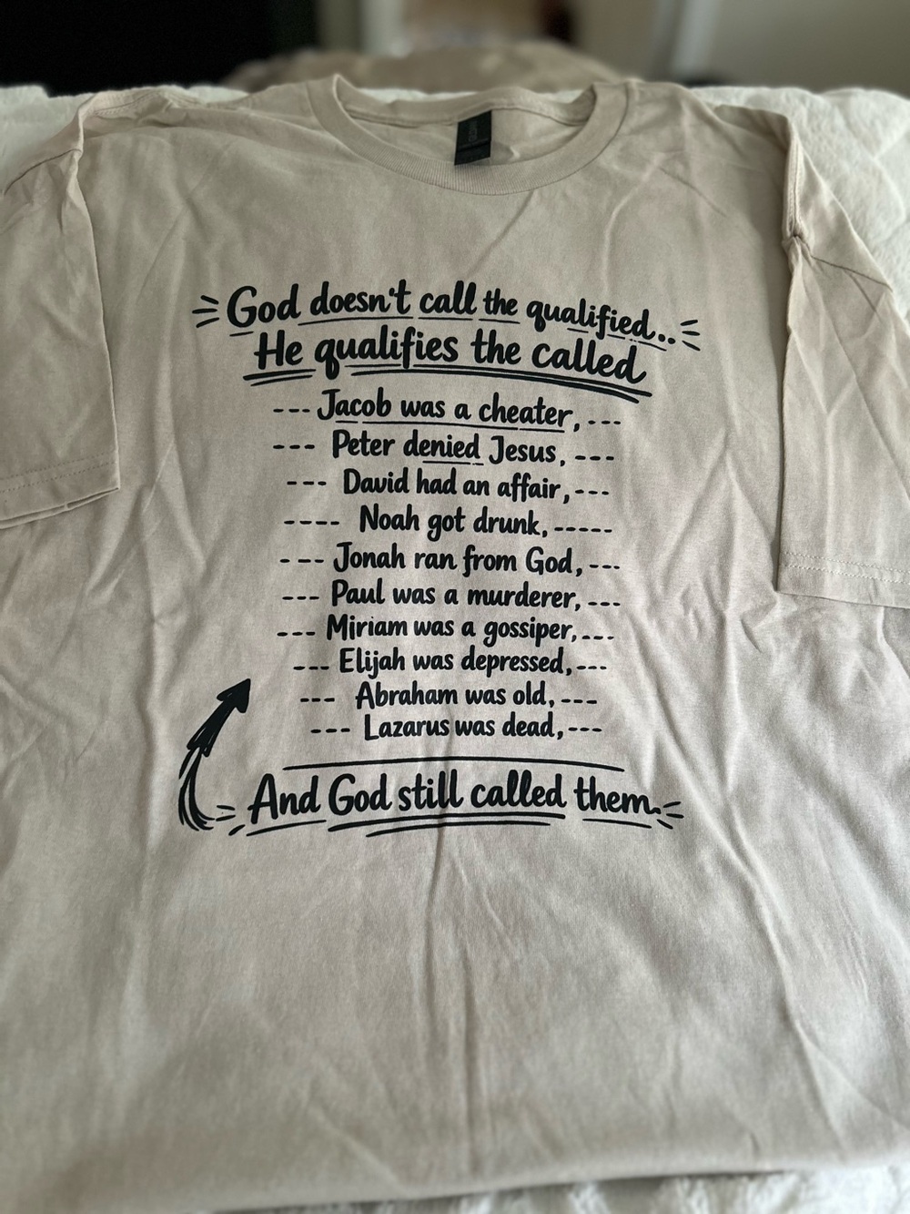 Faith-Based Graphic Tee - Cream "God Still Called Them"